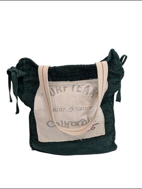 Y2k Hollister Large Summer Green Canvas Tote Bag with Cream Front Patch